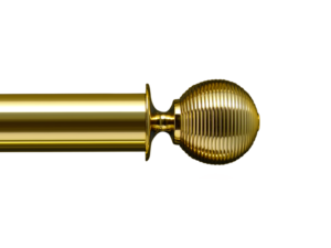 brass curtain pole finials - ribbed ball