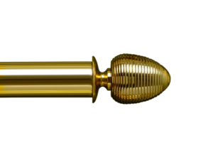 brass curtain pole finials - ribbed peardrop