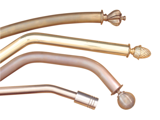 Smooth Brass Curtain Poles For Bay Windows