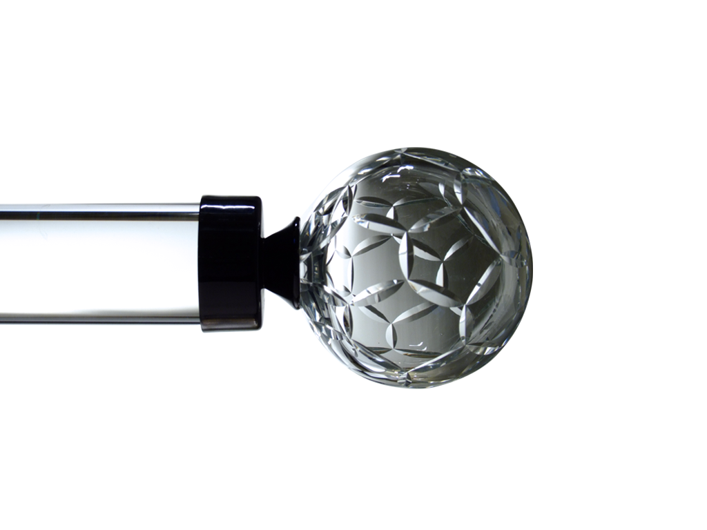 frosted cut crystal ball curtain pole finial
