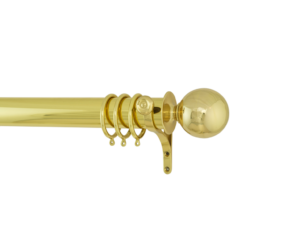 polished brass curtain pole, brass curtain poles range by Hunter & Hyland