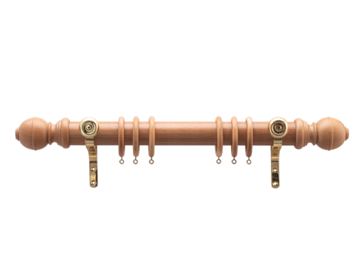 wooden curtain pole with classic finials