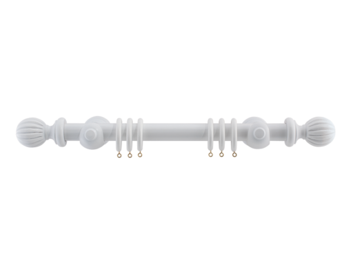 white wooden pole with eton finials