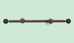 20mm brass pole in matt antique with Nerola finials and rings